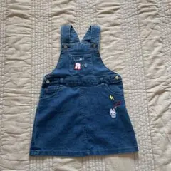90 フランス購入 デニムサロペット ジャンバースカート アニマルアップリケ
