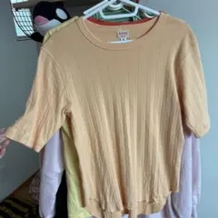 Healthknit オレンジ色リブ編みTシャツ XSのサムネイル