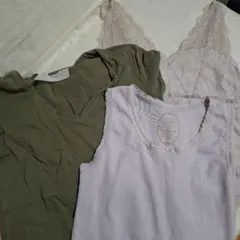 タンクトップ　Tシャツ　3枚セット　形違い　裏地付きキャミソールのサムネイル