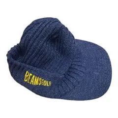 【美品】ビームスゴルフ × ニューエラ ニットキャップ ネイビー 裏フリース