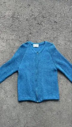 60s Kaso Knit 青 ニット カーディガン ジップアップ