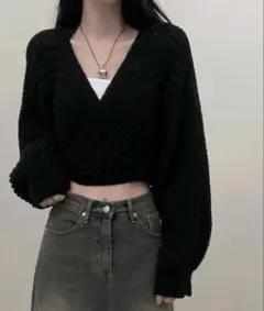 ソニョナラ sona ラップリボンニットクロップカーディガン 韓国 nugu