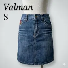 Valman 薔薇刺繍 デニムミニスカート S 58 濃紺 インディゴ y2k