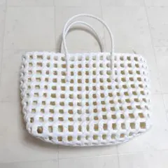 新品 かごバッグ 白 プラスチック ハンドバッグ カゴバッグ ストローバッグ