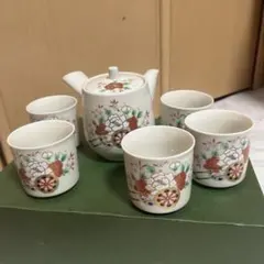 急須と湯呑みセット 花柄 陶器
