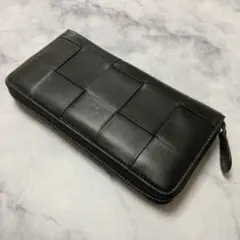 【新品未使用】羊革長財布　イントレチャート　ラウンドファスナー　男女共にオススメ