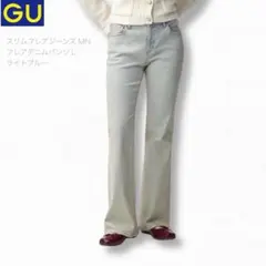 ♦︎美品♦︎GU スリムフレアジーンズ MN フレアデニムパンツ L ライトブルーのサムネイル