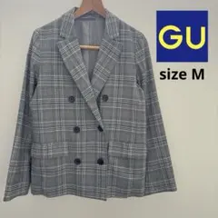 GU Mサイズ グレンチェック ダブルジャケット オーバーサイズ 卒園式 入学式