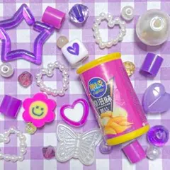 【53】デコパーツ 紫 お菓子 韓国 パッケージ ニコちゃん ビーズ