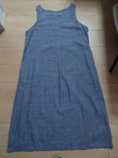 ノースリーブ膝丈ワンピース 日本製 デニム風
