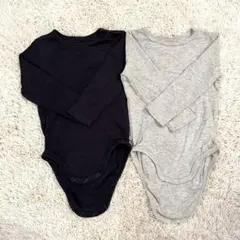 【H&M】長袖ロンパース 6-9M 70サイズ 2枚組 ネイビー/グレー