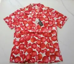 赤い果物柄レディース 半袖シャツ 新品タグ付き