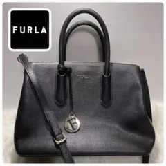 美品✨FURLA Tessa 2WAY バッグ ブラック サフィアーノ レザー