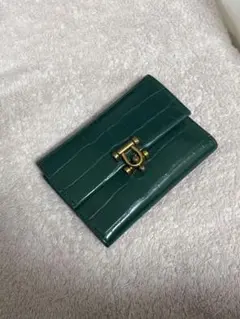CHARLES & KEITH クロコ型押し 二つ折り財布 グリーンのサムネイル