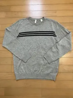 adidas グレー セーター Lサイズ ストライプ
