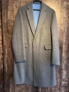 デザインワークス ウールチェスターコート 44 S グレー ブルー裏地