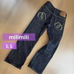 ミリミリ　ストレートデニム　XL 濃紺　ステッチのサムネイル