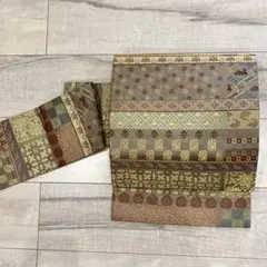 名古屋帯　西陣織　唐織　正絹　正倉院　花兎　中緑　カジュアル　【mm151】