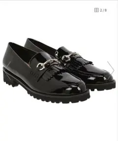 FABIO RUSCONI ファビオルスコーニ ブラック ローファー エナメル