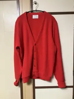 70s 80s アクリルカーディガン レッドのサムネイル