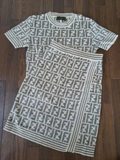 FENDI ズッカ柄 パイル地 イタリア製 ノースリーブ ワンピース 40