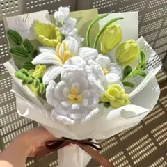 モールフラワー チャイラテshop 枯れないお花 ホワイトグリーン　緑　韓国花束