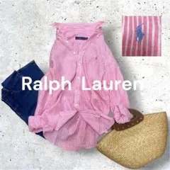 Ralph Lauren ラルフローレン　リネンシャツ　ストライプ　ポニー刺繍