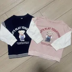 西松屋★クマプリント長袖Tシャツ 90 2枚セット　双子