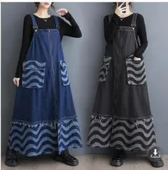 【大きいサイズ】 レディース サロペット　ワンピース　ロング　春 秋冬 新品✷