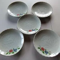 昭和レトロ菊模様小皿五枚組