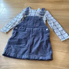 H&M コーデュロイ オーバーオール ワンピース 90サイズ