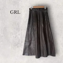 グレイル GRL エコレザーフレアスカート ブラウン Sサイズ