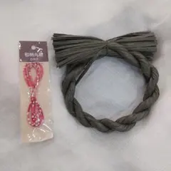 しめ縄ベース(モスグリーン)&和柄丸紐セット