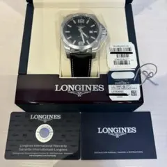 新品43mmクォーツロンジンコンクエストL37604563ネイビー腕時計300m 