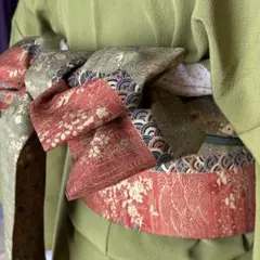 【美品】古典柄文様　全通小袋帯 ★きものやまと謹製★正絹リバーシブル