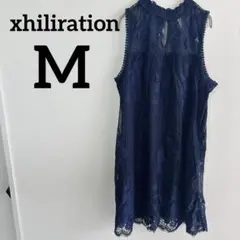 レディース ネイビー レース ノースリーブ チュニック 【M】