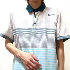 ナイキドライフィット NIKE 配色 ロゴ ポロシャツ グレー 灰色 古着