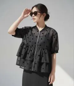 新品　シアードットフリルブルゾン　半袖　zara bebeod machattのサムネイル