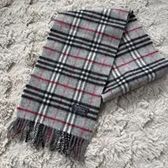 BURBERRYS バーバリー ラムウール ノバチェック柄マフラー グレー