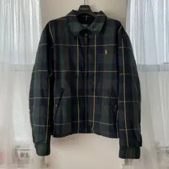 ポロラルフローレン ブルゾンLタータンチェック ダウン フェザー伊勢丹グリーン