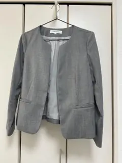 ノーカラージャケット グレー S