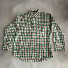 DÜRR 緑と赤のチェックネルシャツ Lサイズ