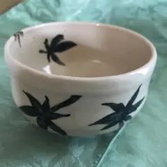 お抹茶碗　ベージュ／濃緑