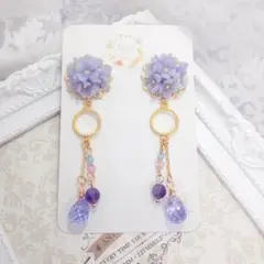 ♡ハンドメイド♡ビジューピアスorイヤリング№681紫陽花 - メルカリ