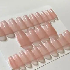 ネイルチップ 24枚 シアーピンク マグネット 韓国 ワンホン ナチュラル