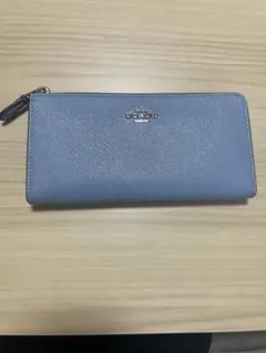 COACH 長財布 ライトブルー ラウンドファスナー
