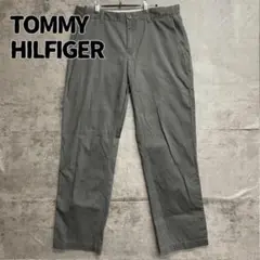 トミーヒルフィガー チノパン L相当 灰 ボタン ストレート 定番【8055】