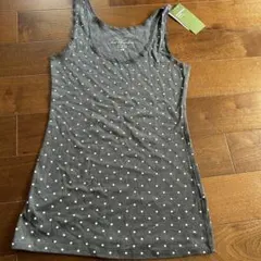 新品　H&M LOGG ドット柄 タンクトップ M グレー　丈長め