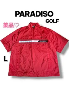 【PARADISO】古着♡美品 メンズゴルフウェア 半袖 L ハーフジップ　赤