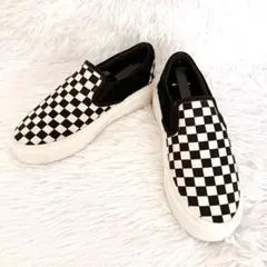 VANS CLASSIC スリッポン 23.5cm チェッカー柄 白 x黒